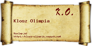 Klosz Olimpia névjegykártya